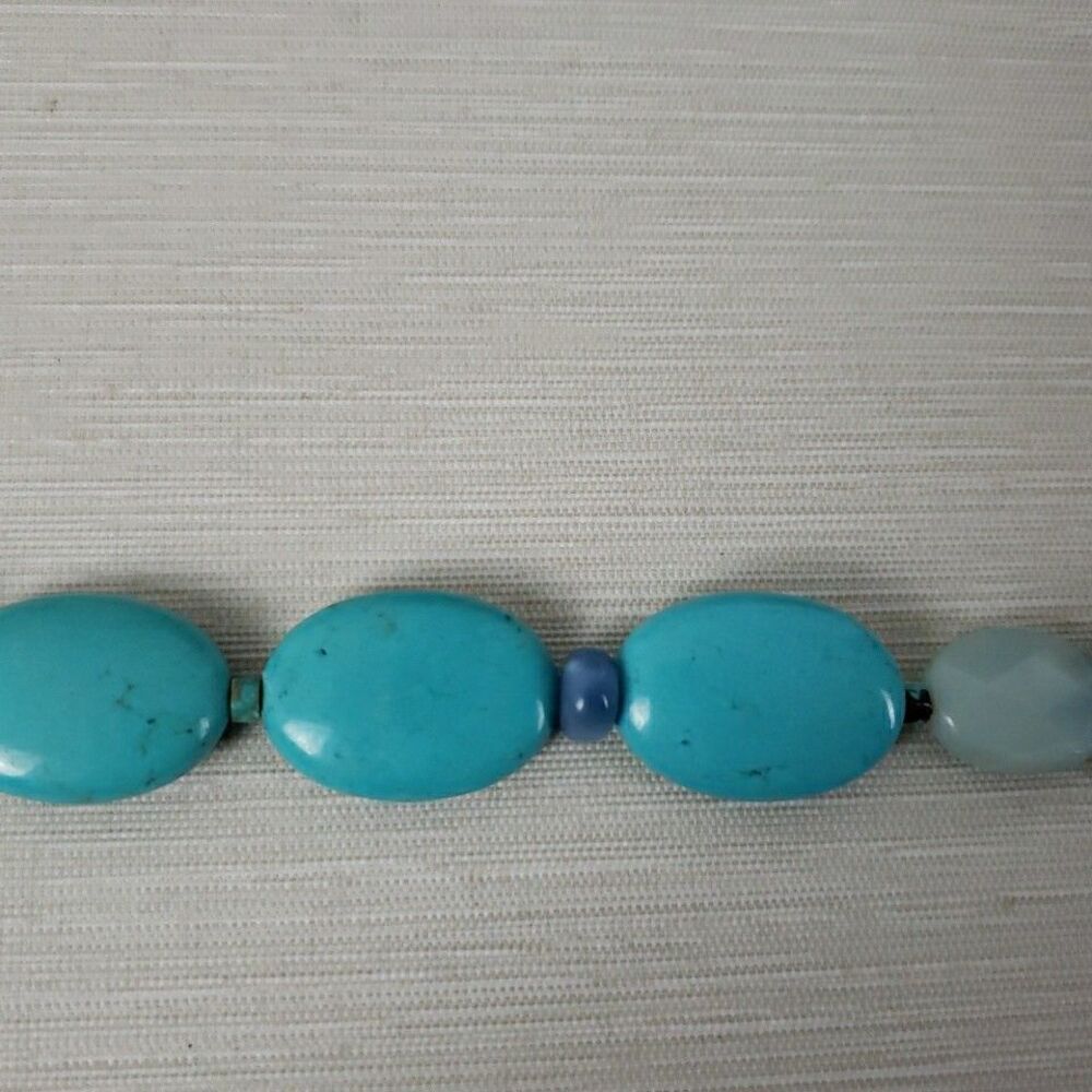 Tica Rosa Turquoise Howlite Amazonite Multi-Stone Necklace 17" Sterling .925 - Picture 12 of 16